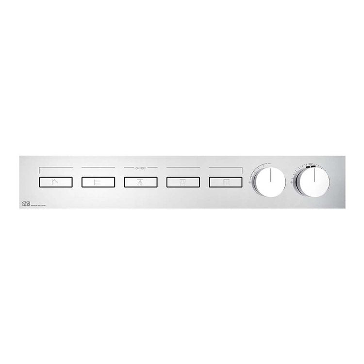 Gessi Thermostatischer Mischer mit fünf unabhängigen Funktionen, mit Ein-/Aus-Tasten, ohne Einbaukörper, Chromoberfläche HI-FI LINEAR 63018#031