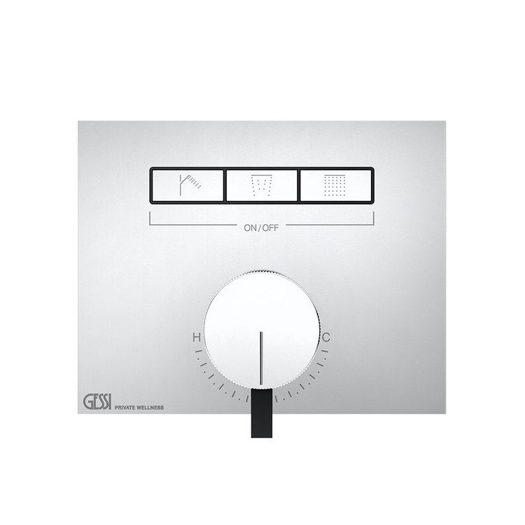 Gessi Einhebelmischer mit drei gleichzeitigen Funktionen, mit Ein-/Aus-Tasten, ohne Einbaukörper, Chromoberfläche HI-FI MIXER 63081#031