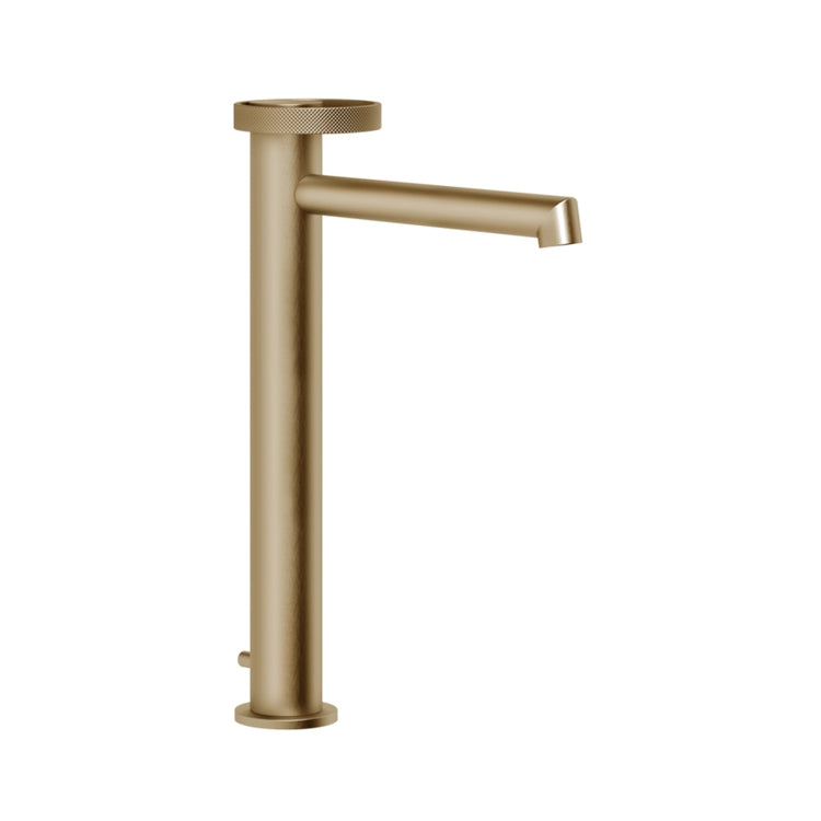 Gessi Ring Waschtischmischer H. 32 cm, mit Ablauf und Anschlussflexschläuchen, Finish Warmbronze gebürstet PVD ANELLO 63305#726
