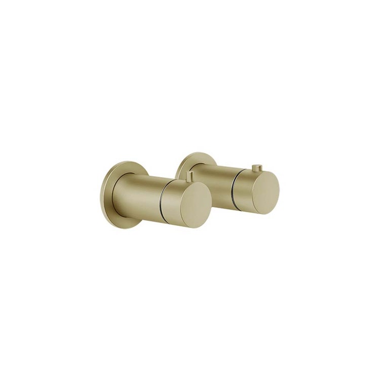 Gessi Thermostat-Duschmischer, wandmontiert, 3 Ausgänge, ohne Einbaukörper, Oberfläche Messing gebürstet PVD SHOWER 63335#727