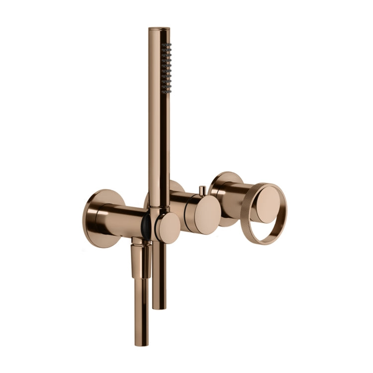 Gessi Ring Duschmischer, wandmontiert, 2 Ausgänge, ohne Einbaukörper, Kupfer PVD-Finish ANELLO 63345#030