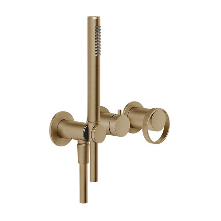 Gessi Duschmischer, wandmontiert, 2 Ausgänge, ohne Einbaukörper, Oberfläche Warm Bronze gebürstet PVD ANELLO 63345#726