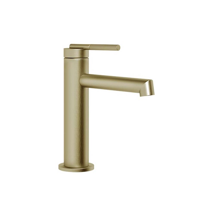 Gessi Güsse Mischerzahnrad Waschbecken H. 18 cm, ohne Abfluss und Anschlussflexschläuche, Oberfläche Messing gebürstet PVD INGRANAGGIO 63502#727
