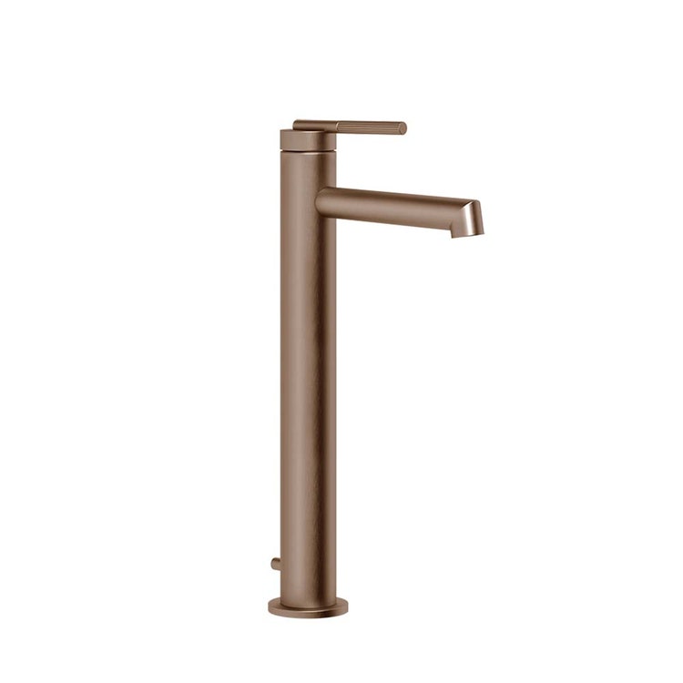 Gessi-Zahnrad-Waschtischmischer H. 33 cm, mit Abfluss und Anschlussflexschläuchen, Oberfläche Kupfer gebürstet PVD INGRANAGGIO 63503#708