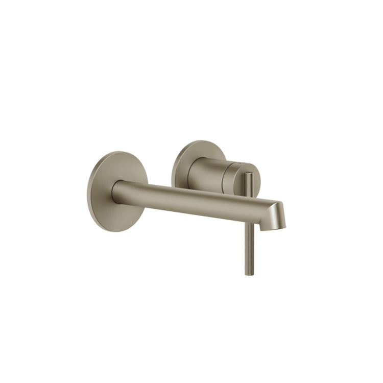 Gessi Zahnrad-Waschbeckenmischer, wandmontiert, T. 17 cm, ohne Ablauf und ohne Einbauteil, Oberfläche finox gebürstetes Nickel INGRANAGGIO 63581#149