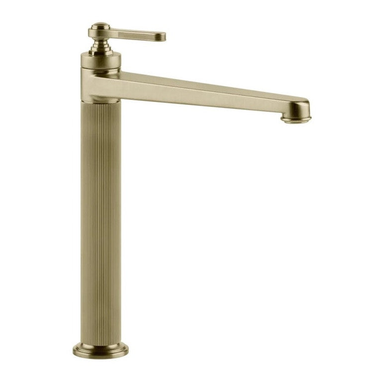 Gessi Waschtischmischer H. 32 cm, ohne Ablauf und Anschlussflexschläuche, Oberfläche Messing gebürstet PVD VENTI20 65004#727