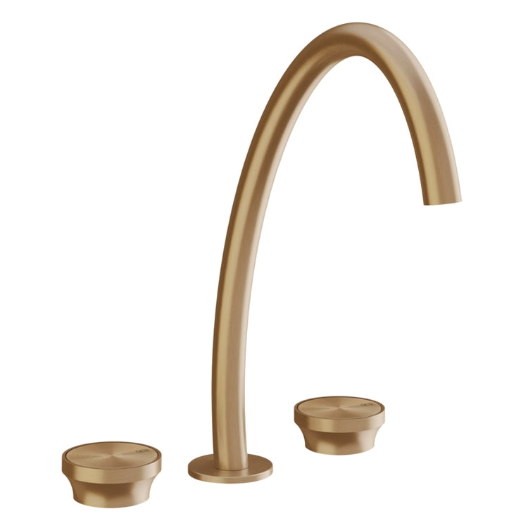 Gessi Waschtischgruppe 3 Löcher, Auslauf H. 36 cm, ohne Abfluss, Finish Warm Bronze gebürstet PVD ORIGINI 66016#726