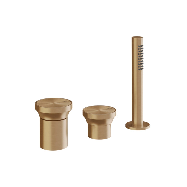 Gessi Gruppe Badewannenrand 3 Löcher, mit Handbrause und Umsteller, Warm Bronze gebürstet PVD ORIGINI 66043#726