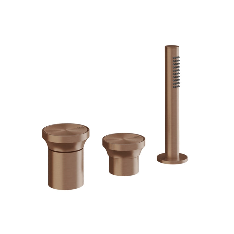Gessi Gruppe Badewannenrand 3 Löcher, mit Handbrause und Umsteller, Oberfläche Copper Brushed PVD ORIGINI 66043#708