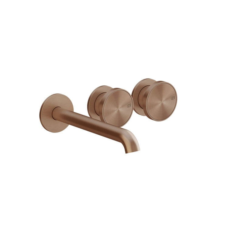 Gessi Drei-Loch-Waschtischmischer, Wandmontage, ohne Einbaukörper, Oberfläche Copper Brushed PVD ORIGINI 66090#708