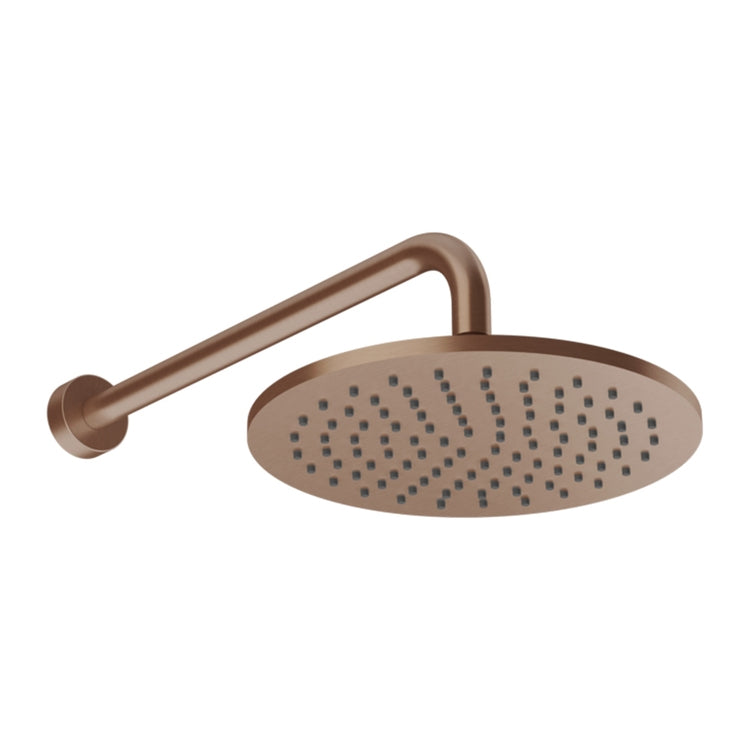Gessi Runder, drehbarer Duschkopf Ø 25 cm, kalkabweisend, wandmontiert, mit integriertem Arm, Oberfläche Copper Brushed PVD SHOWER 66148#708