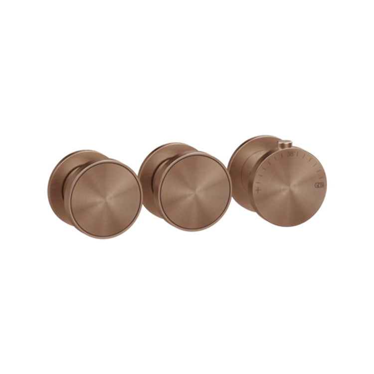 Gessi Thermostat-Wandmischer, 2 unabhängige Wege, horizontale oder vertikale Installation, ohne Einbaukörper, Oberfläche Copper Brushed PVD ORIGINI 66334#708