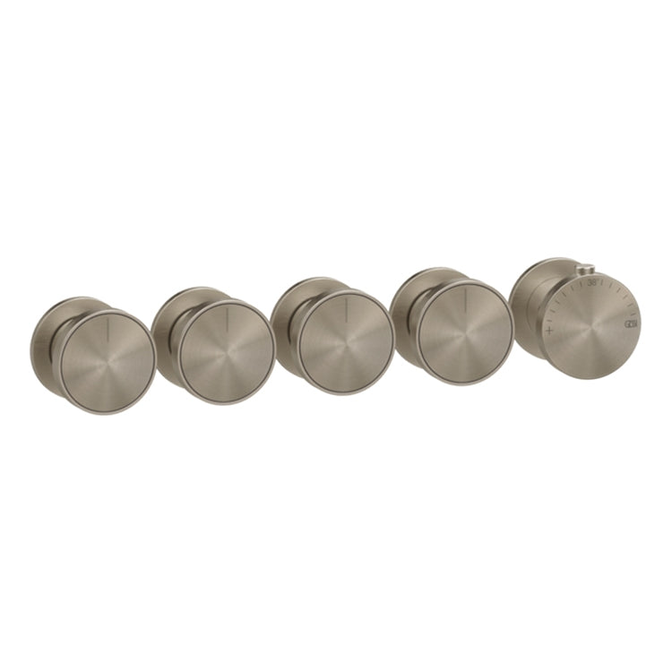 Gessi Thermostat-Wandmischer, 4 unabhängige Wege, horizontale oder vertikale Installation, ohne Einbaukörper, Oberfläche Finox gebürstetes Nickel ORIGINI 66338#149