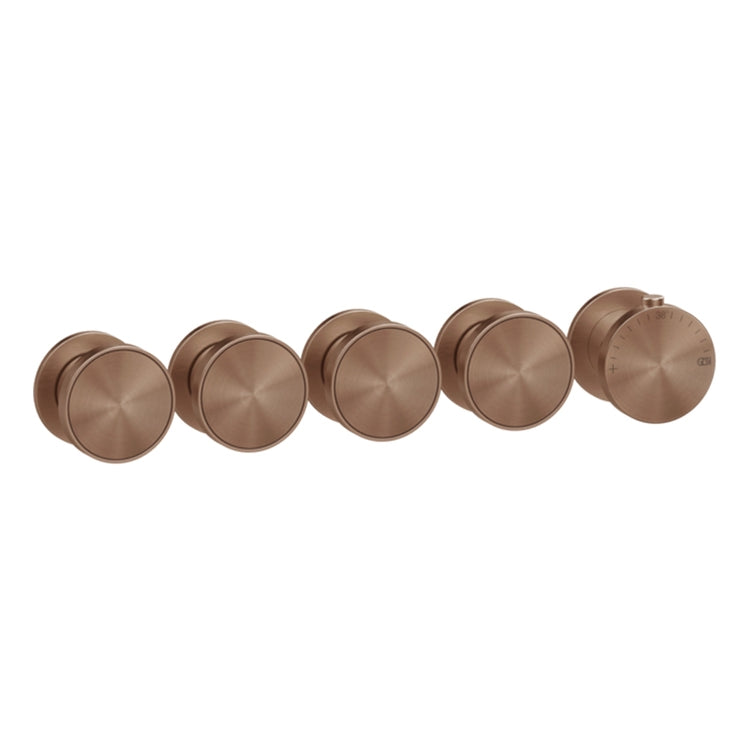 Gessi Thermostat-Wandmischer, 4 unabhängige Wege, horizontale oder vertikale Installation, ohne Einbaukörper, Edelstahloberfläche Kupfer gebürstet PVD ORIGINI 66338#708