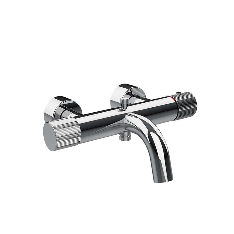 Gessi Thermostatischer Wannenmischer mit Auslauf, Wasseranschluss und automatischem Umsteller, Chromfinish HABITO RIGATO 70513#031