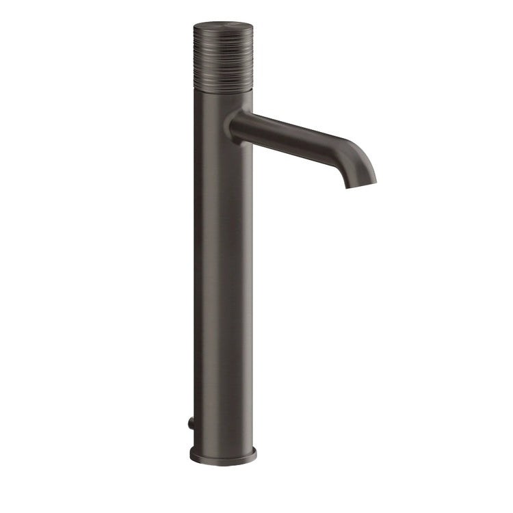 Gessi Waschbeckenmischer H. 33,7 cm, mit Ablauf und Anschlussflexschläuchen, Finish Black Metal Brushed PVD HABITO TRAME 70303#707