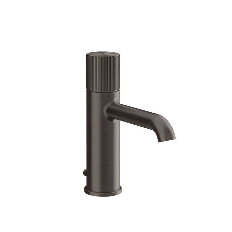 Gessi Waschtischarmatur H. 19 cm, mit Abfluss und Anschlussflexschläuchen, Oberfläche Black Metal Brushed PVD HABITO RIGATO 70501#707
