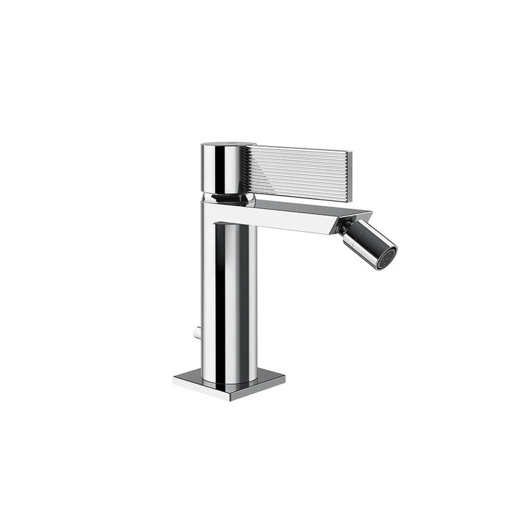 Gessi Bidetmischer, mit Ablauf und Flexschläuchen, Chromoberfläche INVERSO RIGATO 73507#031