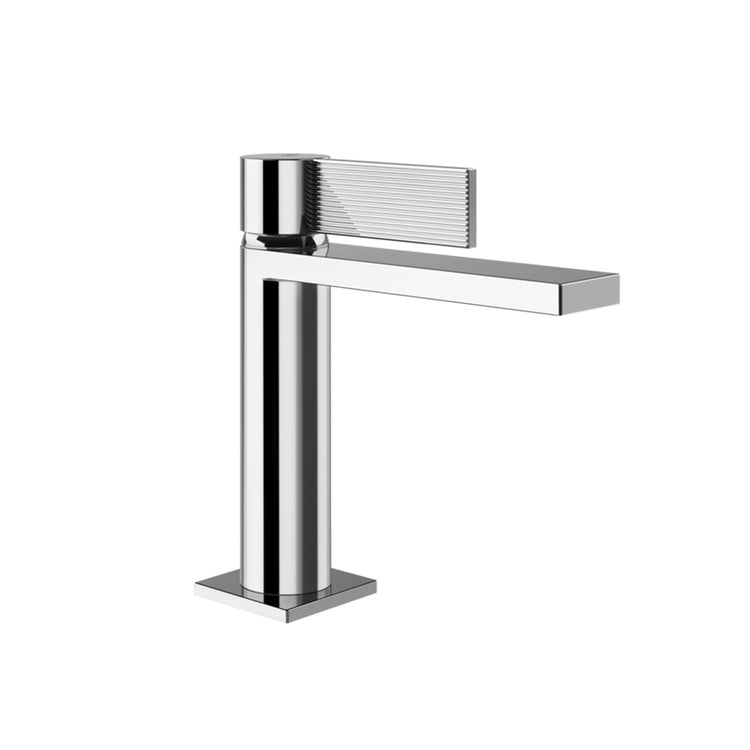 Gessi Waschtischarmatur H. 18 cm, ohne Ablauf, mit flexiblen Schläuchen, Chromoberfläche INVERSO RIGATO 73502#031
