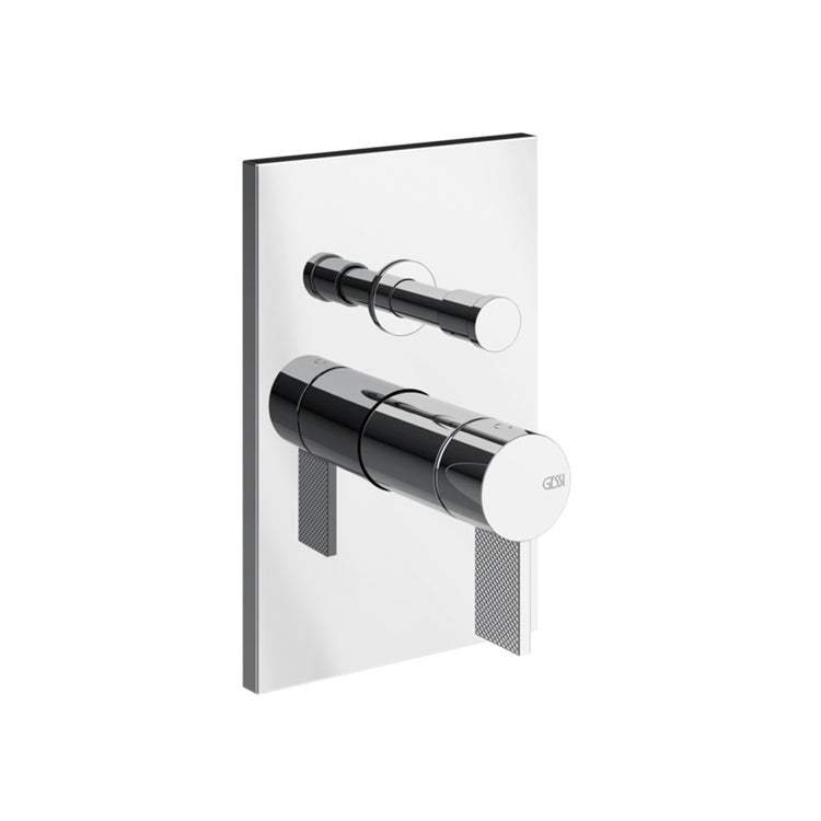 Gessi Wandmischer für Bad oder Dusche, 2 Wege, mit automatischem Umschalter, ohne Unterputzkörper, Chromoberfläche INVERSO DIAMANTATO 73679#031