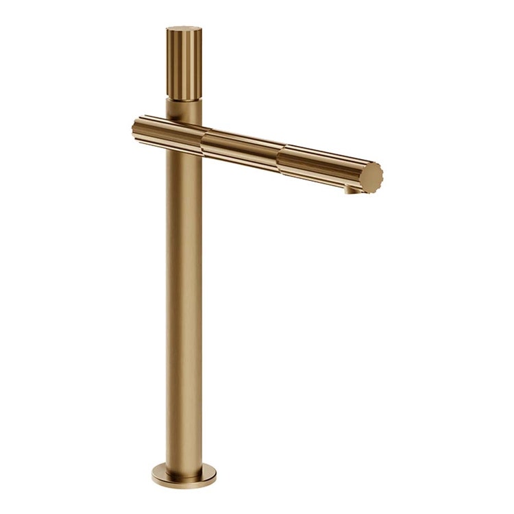 Gessi Waschtischarmatur H. 36,2 cm, ohne Abfluss, mit flexiblen Anschlüssen, Warm Bronze gebürstet PVD INCASTRI 75004#726