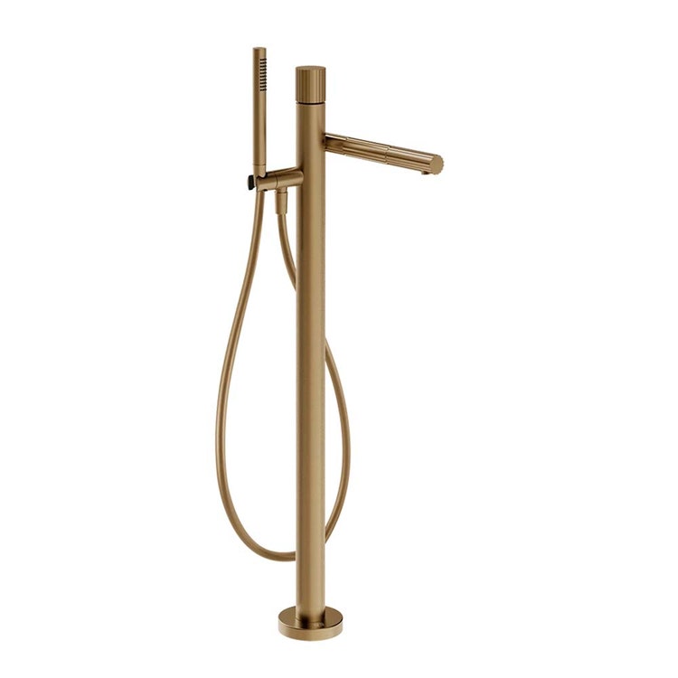 Gessi Einbaufertiger Badewannenmischer, mechanisches Mischen, mit automatischem Umschalter und kalkabweisender Handbrause, warmbronze gebürstete PVD-Oberfläche INCASTRI 75028#726