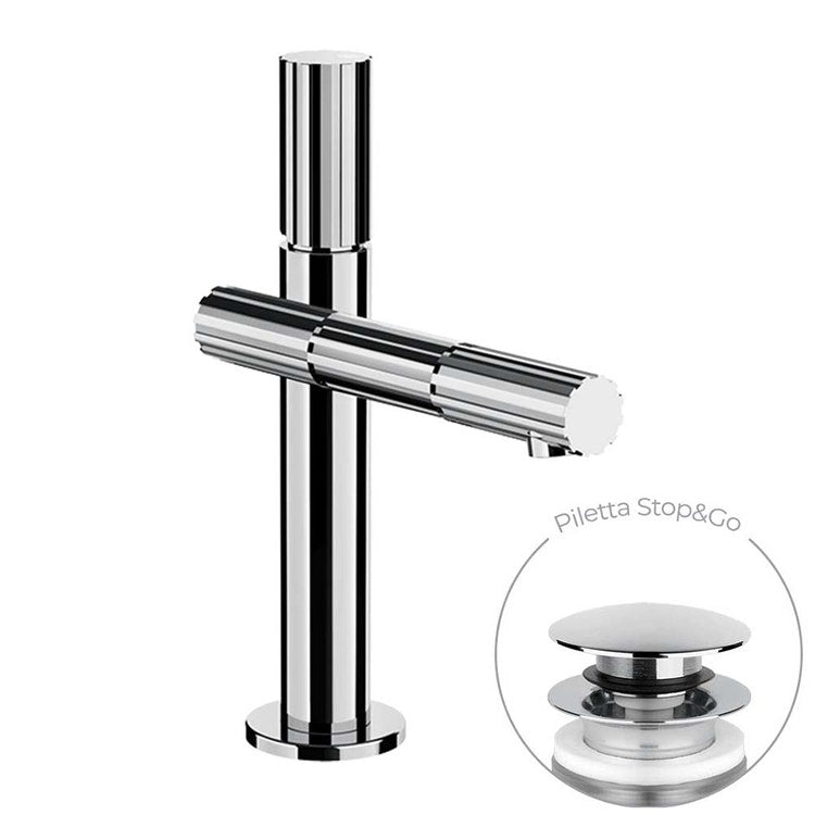 Gessi Waschtischarmatur H. 21,2 cm, mit Stop&Go-Ablauf, mit Flexschläuchen, Chromoberfläche INCASTRI 75051#031
