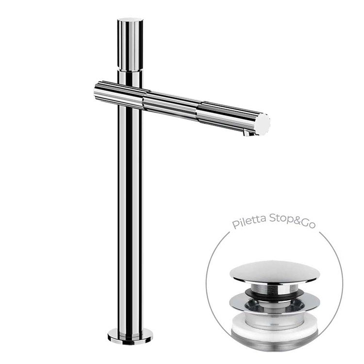 Gessi Incassoni Mischbatterie Waschbecken H. 36,2 cm, mit Stop&Go Ablauf, mit Flexschläuchen, Chromoberfläche INCASTRI 75053#031