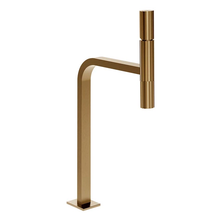 Gessi Waschtischmischer H. 46,1 cm, ohne Abfluss, mit flexiblen Anschlüssen, Warm Bronze gebürstet PVD INCASTRI 75204#726