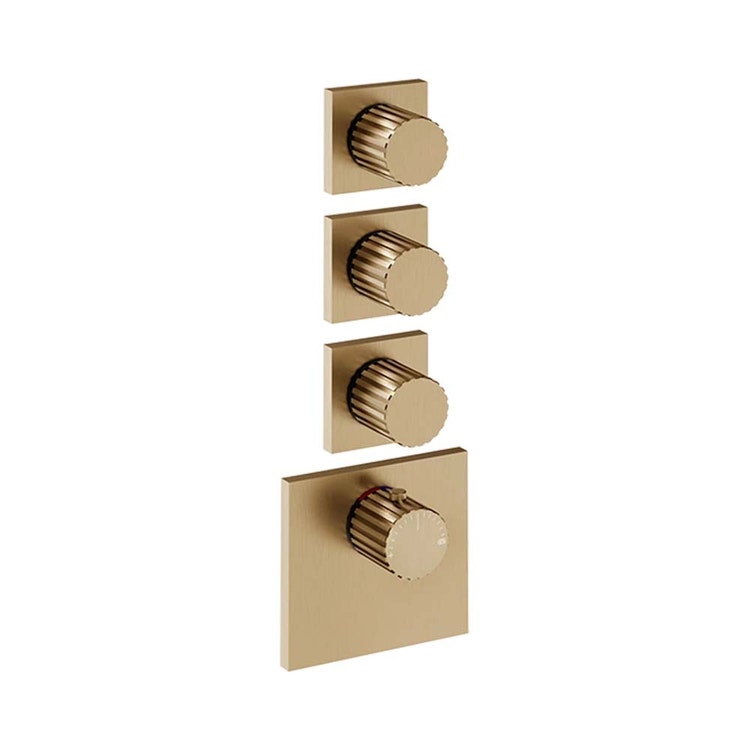 Gessi Incassoni Mischbatterie thermostatisch Hochdurchsatz Wandmontage 3 unabhängige Ausgänge, Ausführung Warm Bronze gebürstet PVD INCASTRI 75306#726