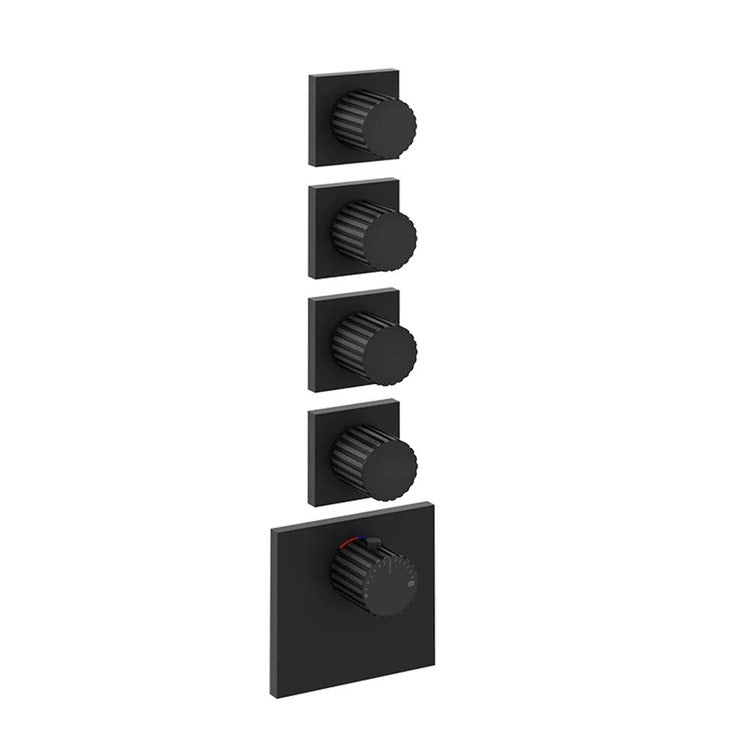 Gessi Thermostatmischer mit hoher Durchflussrate, Wandmontage, 4 unabhängige Ausgänge, Farbe Schwarz matt INCASTRI 75308#299