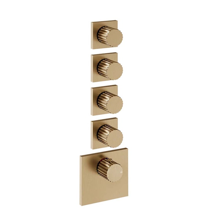 Gessi Incassoni Mischbatterie thermostatisch Hochdurchsatz Wandmontage 4 unabhängige Ausgänge, Ausführung Warm Bronze gebürstet PVD INCASTRI 75308#726