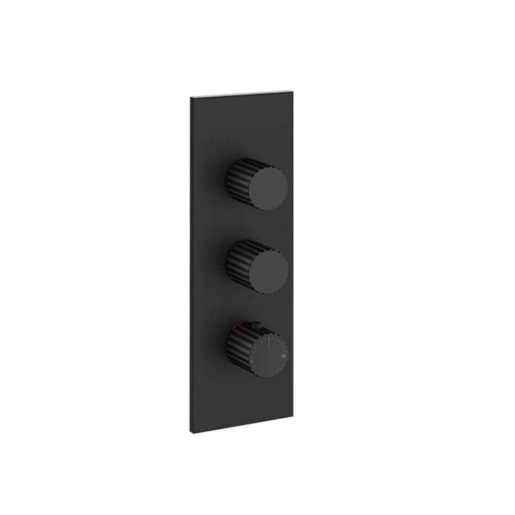 Gessi Thermostatmischer mit hoher Durchflussrate, Wandmontage, 2 unabhängige Ausgänge, Farbe Schwarz matt INCASTRI 75314#299