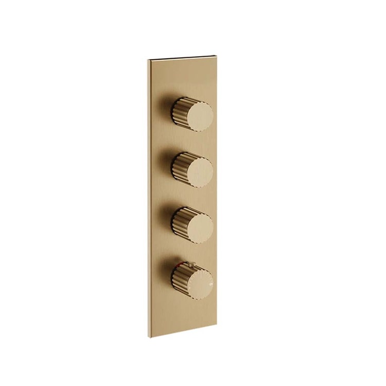 Gessi Thermostat-Wandmischer Hochdurchsatz mit 3 unabhängigen Ausläufen, Oberfläche warm bronzefarben gebürstet PVD INCASTRI 75316#726