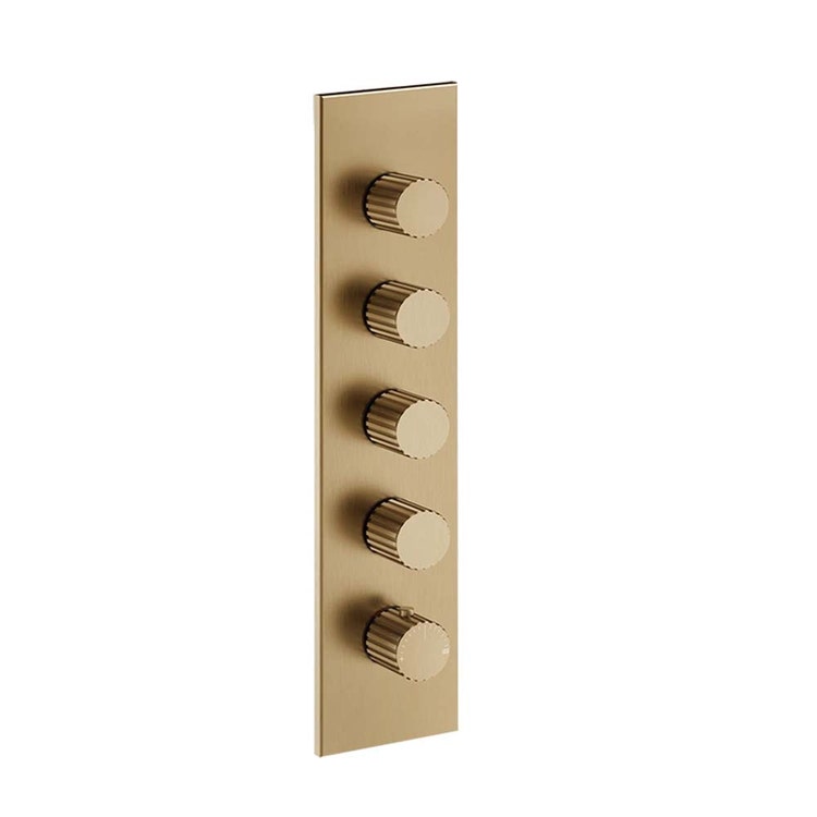 Gessi Thermostat-Wandmischer Hochdurchsatz mit 4 unabhängigen Ausläufen, Oberfläche warm bronzefarben gebürstetes PVD INCASTRI 75318#726
