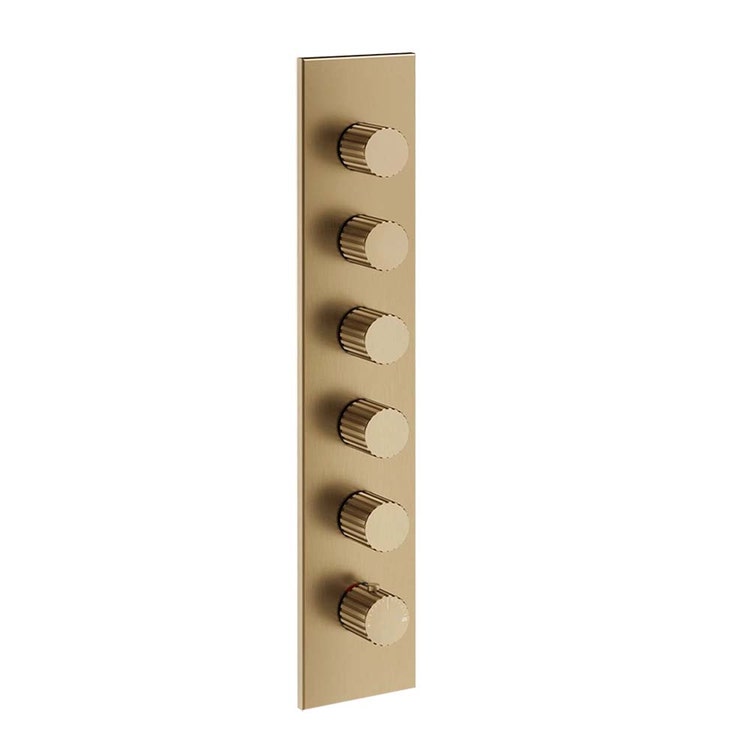 Gessi Thermostat-Wandmischer Hochdurchsatz mit 5 unabhängigen Ausläufen, Oberfläche warm bronzefarben gebürstetes PVD INCASTRI 75320#726