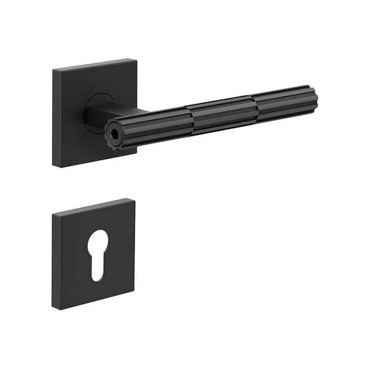 Gessi Türgriff mit kleiner Rosette und Schlossblende für Yale-Schloss, Schwarz matt INCASTRI 75541#299