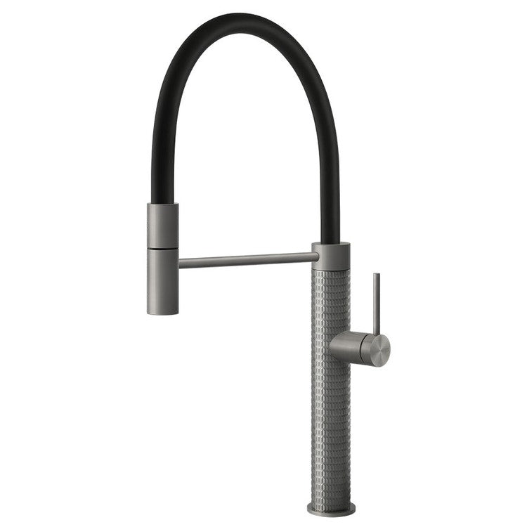 Gessi 316 Mechanik Semi-Pro-Einhebelmischer, mit schwenkbarem Auslauf und ausziehbarer Brause mit einem Strahl, Edelstahl gebürstet 316 MECCANICA 60012#239