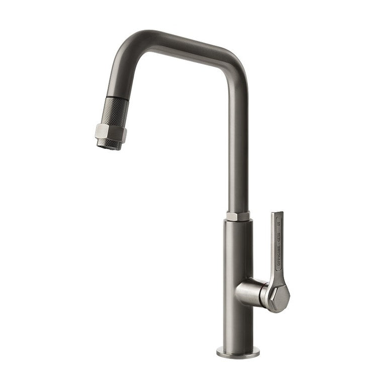 Gessi Einhandmischer, mit drehbarem Auslauf und ausziehbarer Brause, Finish Finox OFFICINE 60053#149