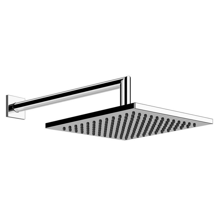 Gessi Quadratischer Duschkopf 20 cm kalkabweisend für Dusche, an der Wand schwenkbar, Chromoberfläche EMPORIO SHOWER 47286#031