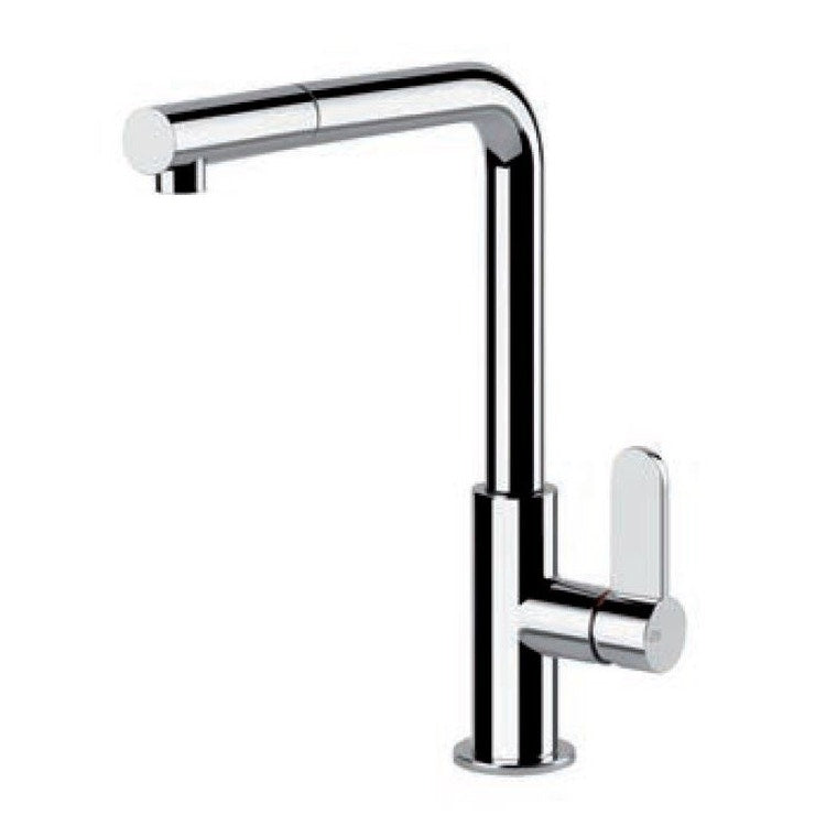 Gessi Einhebelmischer, mit drehbarem Auslauf, herausziehbarer Brausekopf, Einstrahl, Chrom-Finish HELIUM 50103#031