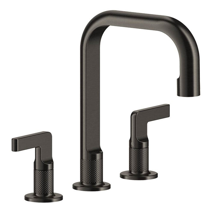 Gessi Waschbecken-Garnitur H. 24 cm, drei Löcher, ohne Ablauf, mit Anschlussflexschläuchen, Oberfläche Black Metal Brushed PVD INCISO 58014#707