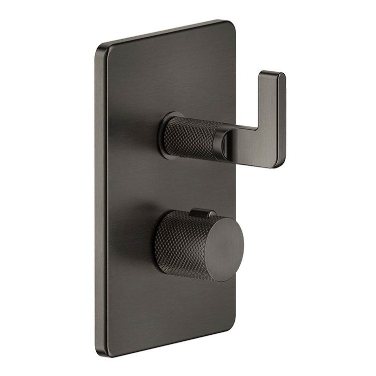 Gessi Wandthermostatmischer für Dusche, 2 Ausgänge, ohne Einbaukörper, Oberfläche Black Metal Brushed PVD INCISO 58134#707
