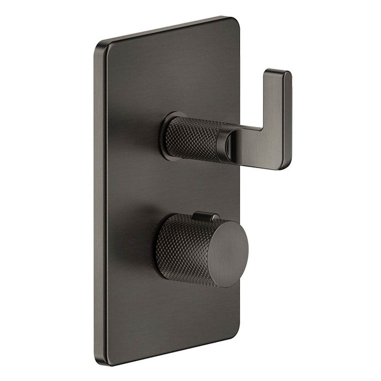 Gessi Wandmontierter thermostatischer Duschmischer, 3 Ausgänge, ohne Unterputzkörper, Finish Black Metal Brushed PVD INCISO 58136#707