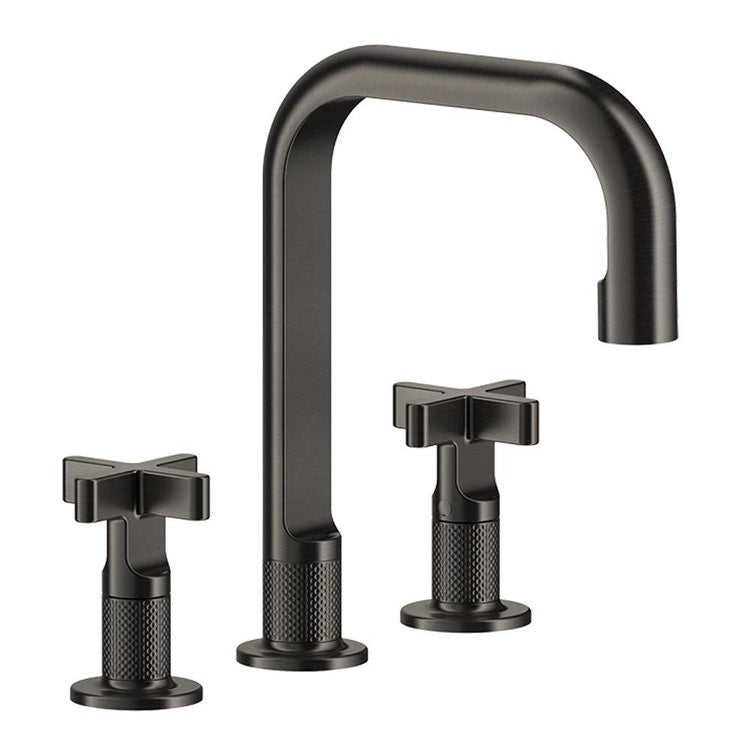 Gessi Inciso+ Waschbecken-Garnitur H. 24 cm, drei Löcher, ohne Ablauf, mit Anschlussflexschläuchen, Oberfläche Black Metal Brushed PVD 58114#707