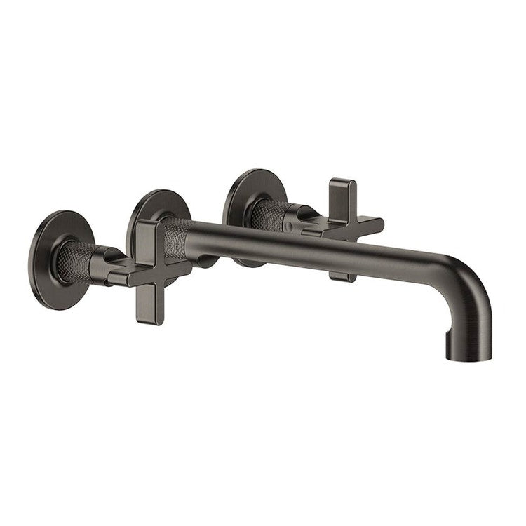 Gessi Inciso+ Waschbeckeneinheit D.27 cm, drei Löcher in der Wand, ohne Abfluss, schwarzes Metall mit gebürsteter PVD-Beschichtung 58192#707