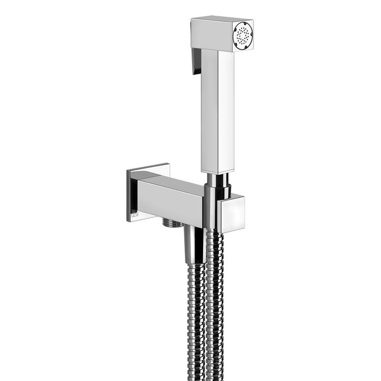 Gessi Brauseanschluss-Wandarmatur mit Absperrfunktion, L. 11,5 cm, Chromoberfläche RETTANGOLO 20023#031