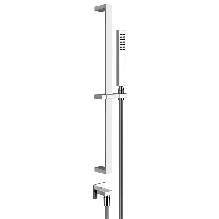 Gessi Stange höhenverstellbar mit Wasseranschluss, entkalkbarer Duschkopf und 150 cm Schlauch, Farbe Schwarz matt RETTANGOLO 20142#299