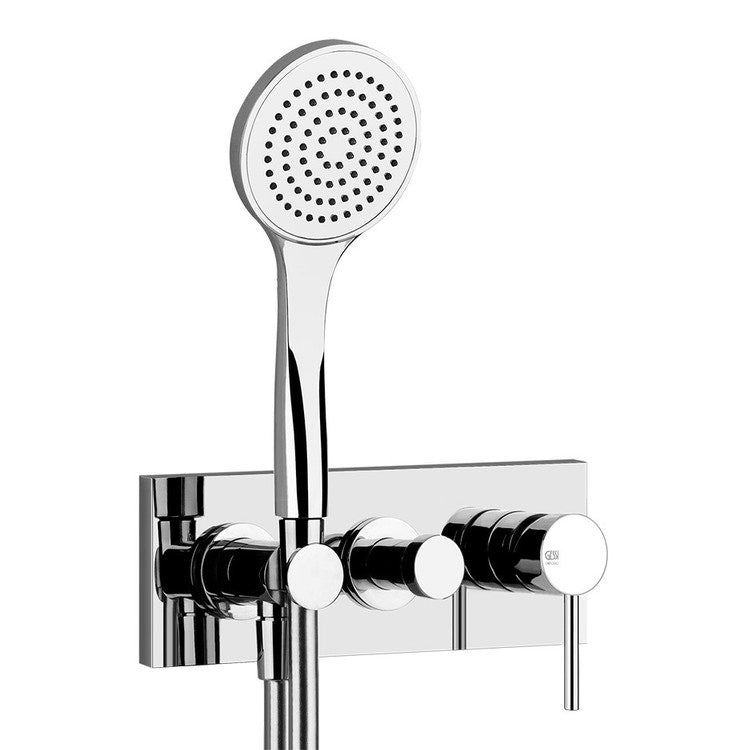 Gessi Wand-Duschmischer mit 2 Auslässen, mit Umsteller, Wasseranschluss, Halterung, 150 cm Schlauch und kalkresistenter Handbrause, ohne Einbaukörper, Chromoberfläche TORTONA 44828#031
