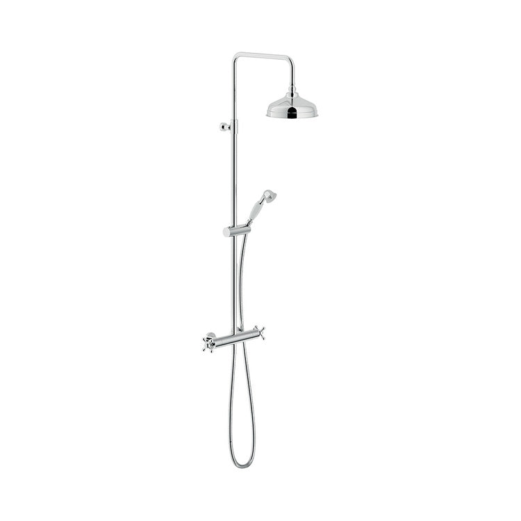 Nobili Duschsäule mit externem Thermostat und teleskopischer Stange, Schwenkkopf ø 20 cm, Handbrause, Handbrausehalter und Schlauch 150 cm, Chromoberfläche GRAZIA GRC0030/50CR